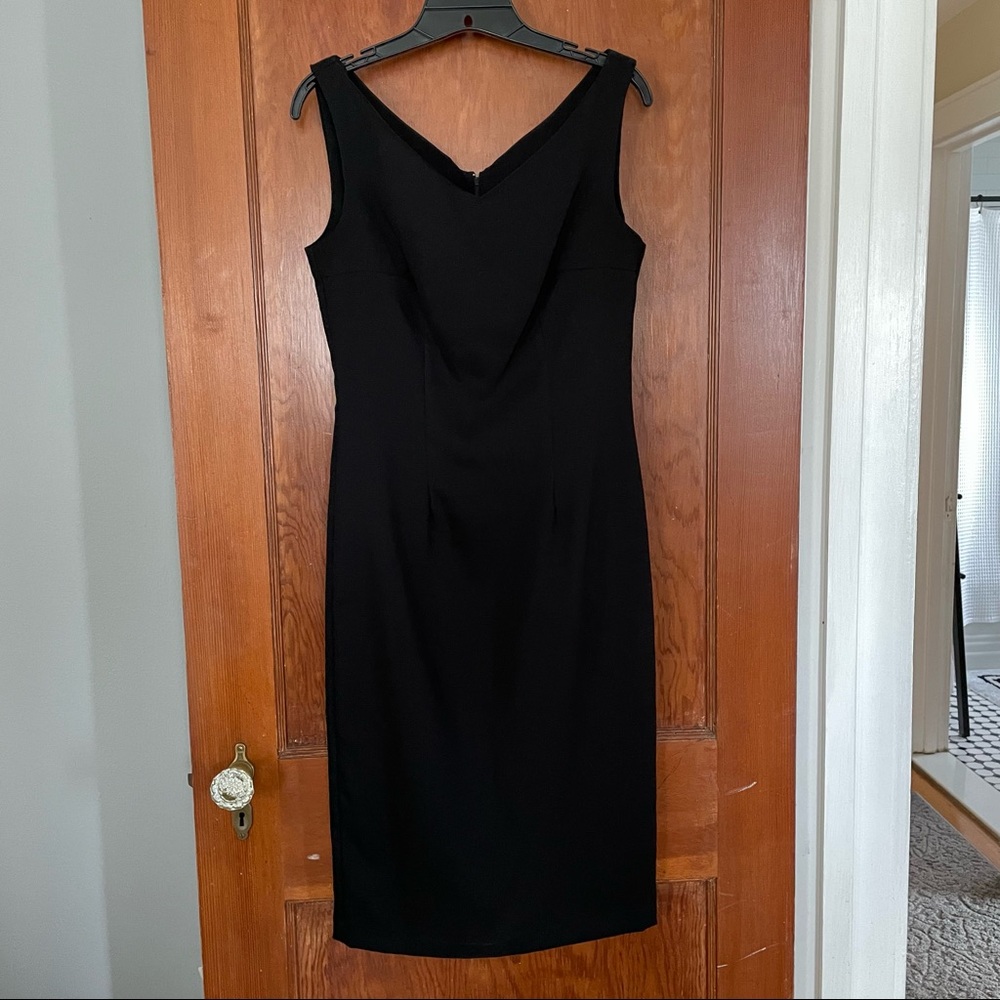 Wide v-neck little black dress